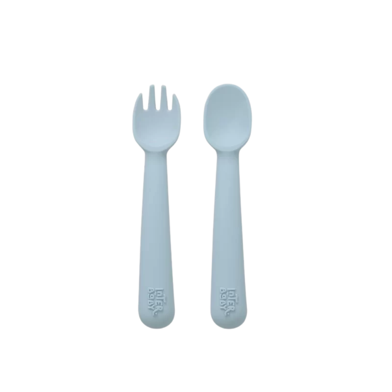 pack cuchara y tenedor de silicona azul